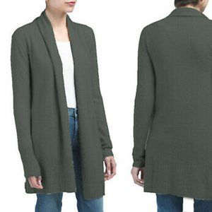 Nicole Miller Cashmere Open Cardigan Sweater Green